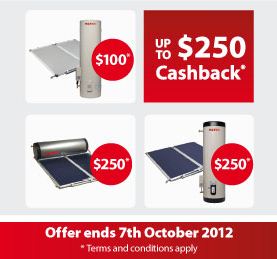 Equinox Solar Hot Water cash Back Offer